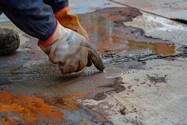 Удаление масляных пятен на бетоне